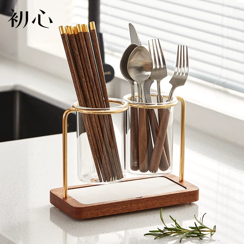 初心 Система хранения из сандалового дерева, палочки для еды, коробка для хранения для домашнего использования, ложка, прозрачная сушилка