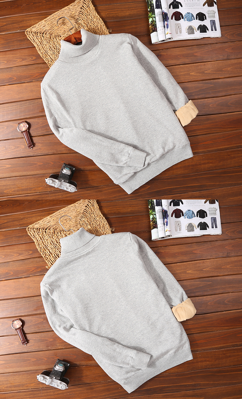 Cotton mùa đông mới cộng với nhung dày áo len cao cổ nam phiên bản Hàn Quốc của màu rắn Slim dày dòng áo len quần áo nam áo len đẹp