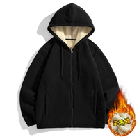 С капюшоном, утепленный, черный