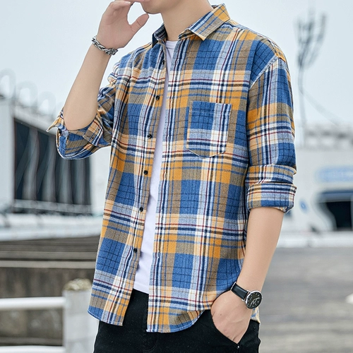 Осенняя трендовая универсальная рубашка, в корейском стиле, облегающий крой