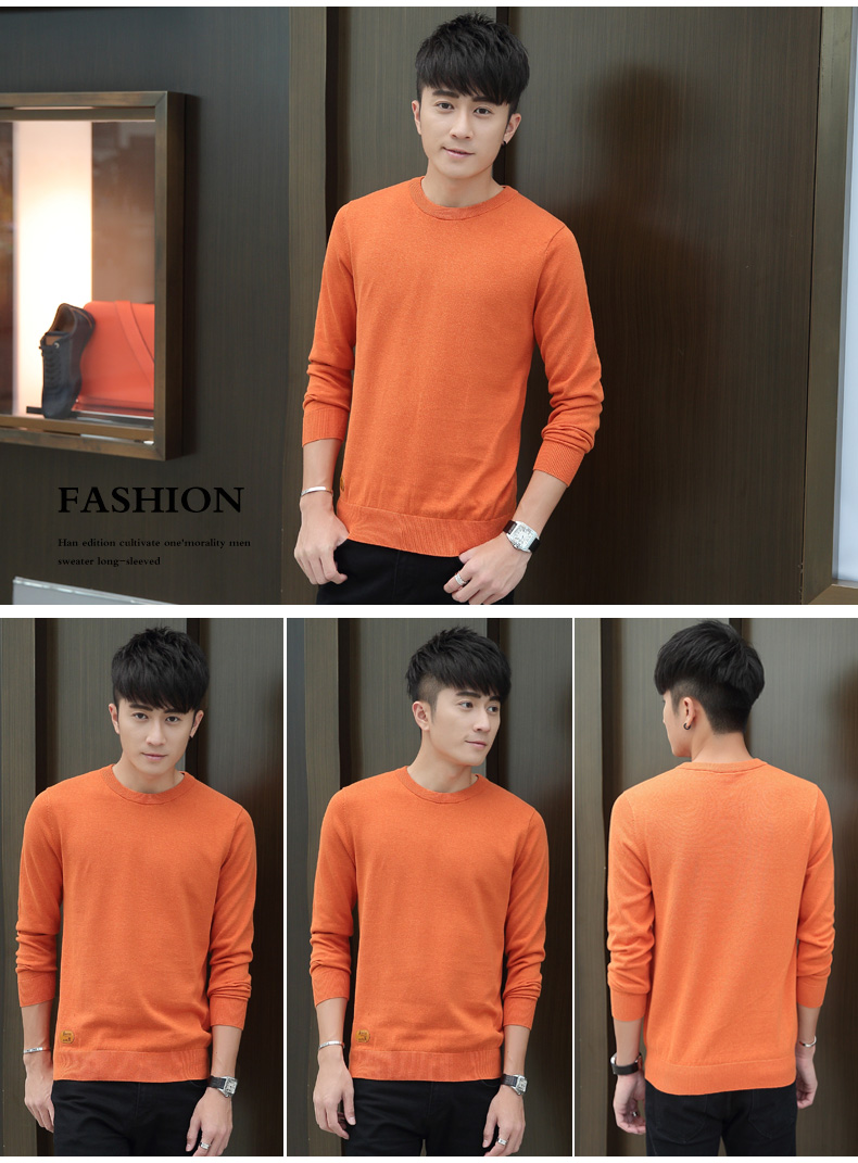 Áo len cotton nam mùa xuân Xu hướng Hàn Quốc Áo thun cotton mỏng Áo len nam cổ tròn Áo sơ mi nam quần áo thời trang nam giới