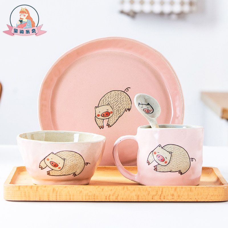 Seal of the Seal Welcome Creative Day Style Ceramic Cartoon Cute Home Pig Mark Cup Coffee Cup Spoonful Dish Cutlery Cutlery