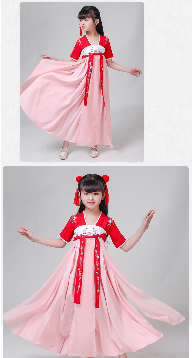 Ngày thiếu nhi Trang phục thiếu nhi Trang phục cổ tích Hanfu Công chúa cải tiến Cô bé Studio Xây dựng Tang Trình diễn Biểu diễn Trang phục múa - Trang phục quần khiêu vũ cho bé