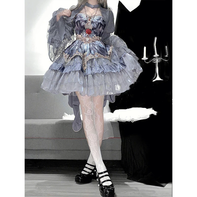 Вест, комплект, лебедь, маленький наряд принцессы, стильLolita, Lolita Jsk