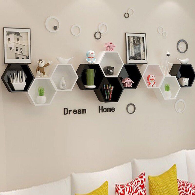 Creative cellular panel wall wall wall wall to host layer living room background wall decoration frame bedroom wall hanging bookshelf