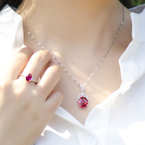 925 Sterling Silver Necklace Women Sterling Silver choker Rose Gold Japanese and Korean Simple Ruby Necklace Pendant