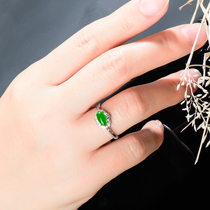 And Tian Yuring female Zhengzong Xinjiang and Tian natural Old Hang Pit Emerald S925 Pure Silver Horse Eyeball Jade Ring