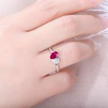 925 silver ring female pure silver brief about Japan-ROK peach heart shape 2020 new dove blood red ruby ring female