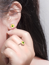 Earrings female sterling silver suitable for round face summer fresh silver slim simple small cold wind holiday Daisy