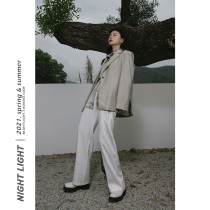 Western Pants Woman High Waist 2021 Spring Autumn New Half Tightness Waist Pituitary Sensation Slim Mopping Long Pants White Broadleg Casual Pants