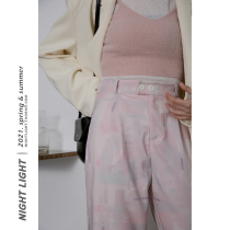 Nightlight Nightlight Printed West Pants Woman High Waist And Semi Tight Waist Long Pants Broadlegged Pants Straight Drum Casual Pants