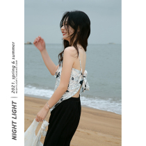 Silk towels Two wearing harness Vest Woman Short summer print asymmetrical Elegant Wind Wrap Breast vest machine Nets