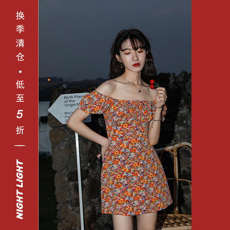 Nocturnal fragrants for women 2021 spring new dresses fairy supersenssenssen style square collar mid-length dress