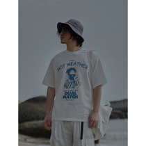 Crisis youth short-sleeved mens Tide brand trend cotton loose summer personality cartoon print white T-shirt top women