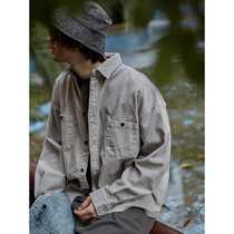 Crisis Youth base Twin Pocket Light Core Suede Shirt Mens Day Ensemble Retro Flat Down Swing Pure Color Shirt Blouse