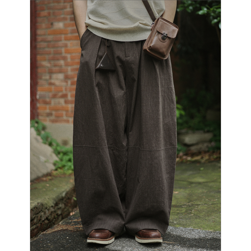 Crisis Youth Retro Color-Woven Striped Pleated Balloon Wide-Leg Pants for Men, Loose Artistic Old Money Style Summer Long Pants Crisis Youth Retro Color-Woven Striped Pleated Balloon Wide-Leg Pants for Men, Loose Artistic Old Money Style Summer Long Pants