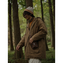 Crisis youth long-term hooded cotton-padded clothes for men and women Japanese retro overalls pocket loose casual jacket cotton-padded clothing