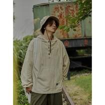 Crisis Youth retro corduroy hooded sweater mens autumn loose profile casual long sleeve coat tide