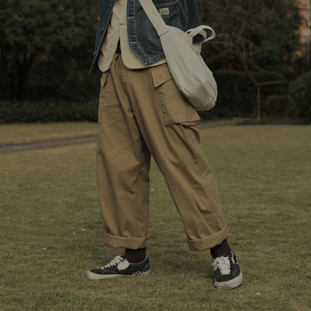 Crisis Youth Japanese Retro Workwear Wide Leg Pants Men's Loose Straight Trendy Brand Skateboard Casual Pants Long Pants