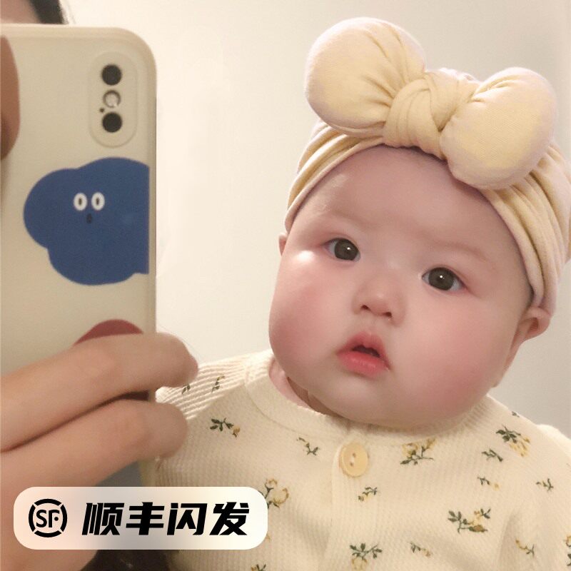 Hong Kong counters baby turban hat warm cute baby guard fontanelle head fontanelle cap newborn baby cap autumn and winter