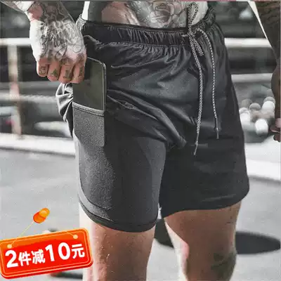Fitness shorts quick-drying men summer 2021 new mesh pants breathable running pants squat exercise training five-point pants