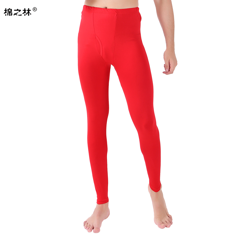 Mens Lycra bông cuộc sống cũ màu đỏ một mảnh quần mùa thu thanh niên mens mỏng quần đáy quần ấm áp