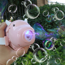 Net red electric pink bubble machine cool cute cute cow childrens camera toy light music concentrate bag