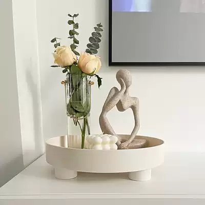 ins Nordic plastic tray Round desktop cosmetics storage tray Aromatherapy decoration Bed and breakfast photo props jewelry