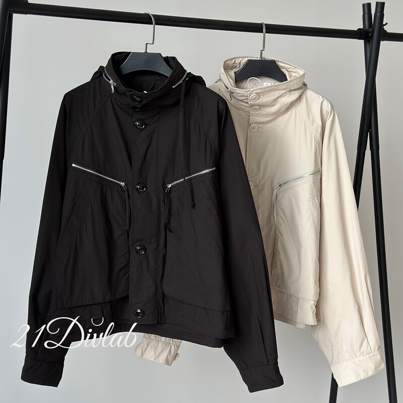 Lem Windbreaker Parachute Flight Thin Old Money Style Jacket Simple Trendy Unisex Hooded Drawstring Coat
