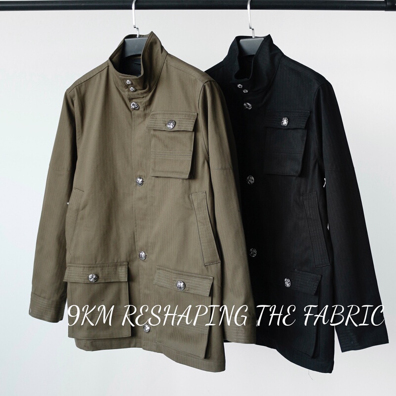 【57000 Edition Private Label】925 Silver M65 Multi-Pocket Stand Collar Work Jacket American Style Silver Buckle Coat
