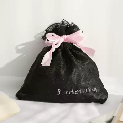 Storage small bag Fun accessories Lace black drawstring practical fun set