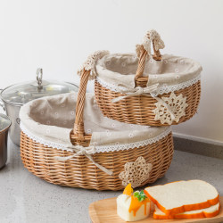 Rattan and Wicker Storage Basket, Vegetable Basket, Egg Basket, Portable Woven Picnic Basket, Fruit Basket, Small Gift Bamboo Basket, Flower Basket