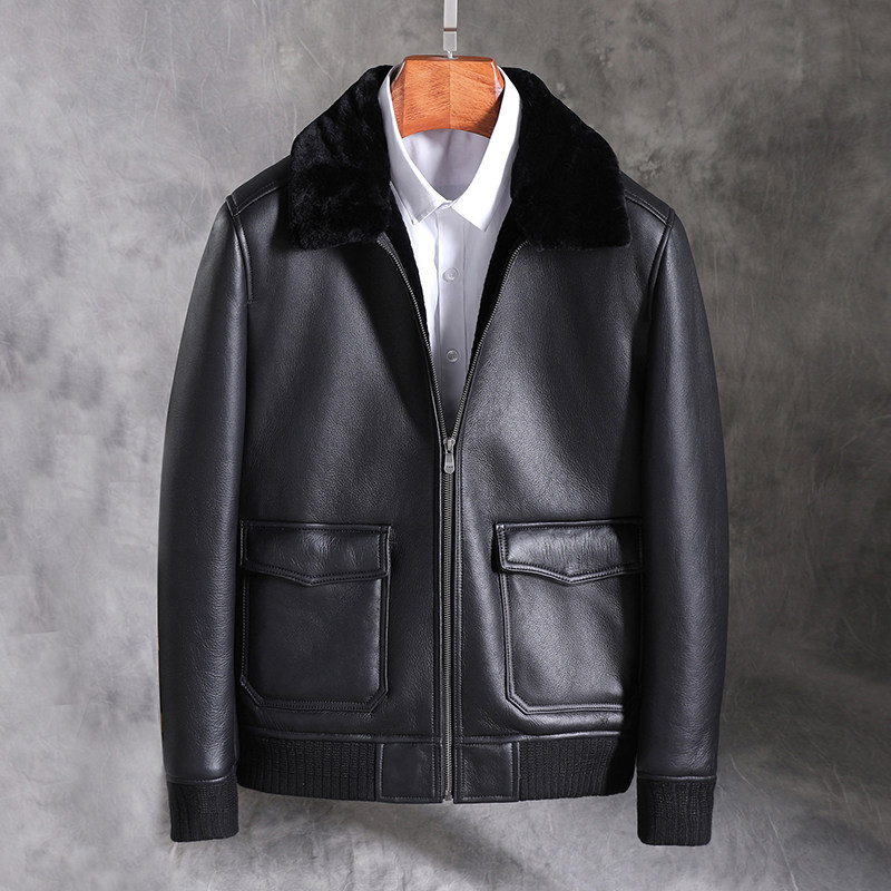 Winter imported fur one man leather jacket fur coat coat coat coat fur mens short warming tide