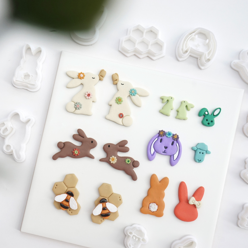 Cartoon Handmade DIY Easter Bunny Series Soft Clay Molds Cute Bee Animal Clay Earring Cutting Molds Cartoon Handmade DIY Easter Bunny Series Soft Clay Molds Cute Bee Animal Clay Earring Cutting Molds