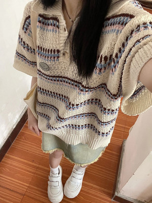 taobao agent Knitted polo, summer short sleeve T-shirt, sexy jacket, for leisure