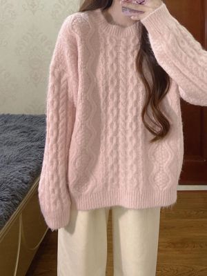 taobao agent Fuchsia knitted sweater, demi-season autumn jacket, soft top, Korean style, high-quality style