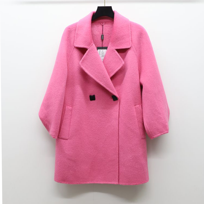 5928 New Model 2025 Winter Lumi Camel Wool and Sheep Wool Double-Sided Cashmere Mid-Length Coat for Women 3Qr