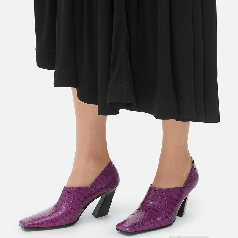 European and American Export Large Size High-Heeled Shoes, Thick Heels, Fashionable New Style, French Style, Aliexpress, Amazon, Slimming Square-Toe Women's Shoes