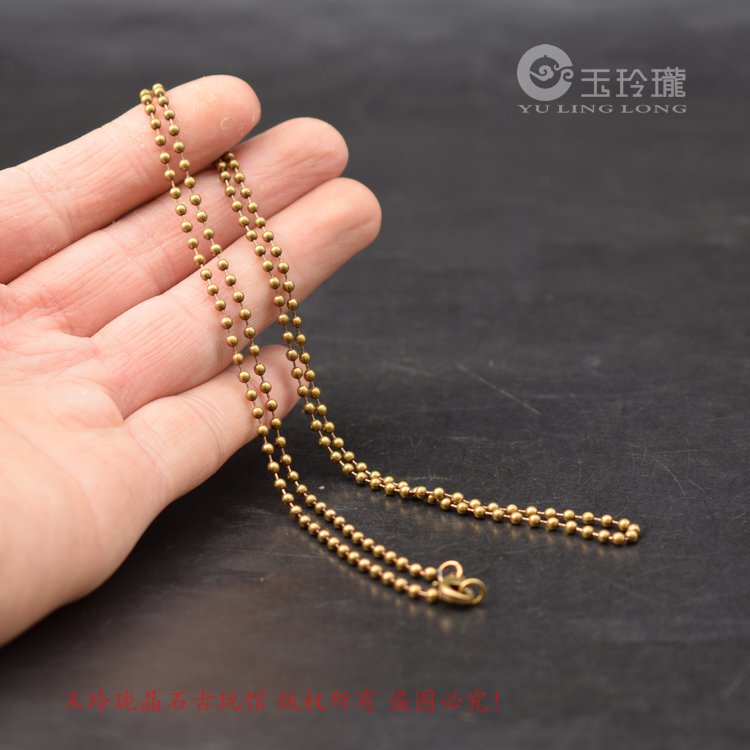 Solid Brass Necklace with Small Round Beads, Brass Chain Pendant, Neck Ornament, Multi-Circle Brass Bead Chain, Brass Bracelet, Vintage Brass Accessory