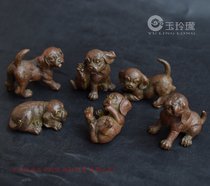 Медь WangchePuppy 1 набор из 6 прочных красных медных собак маленькие куски медные куски медные ручки чайный трек маленький маятник древние играющие бронзовые скульптуры