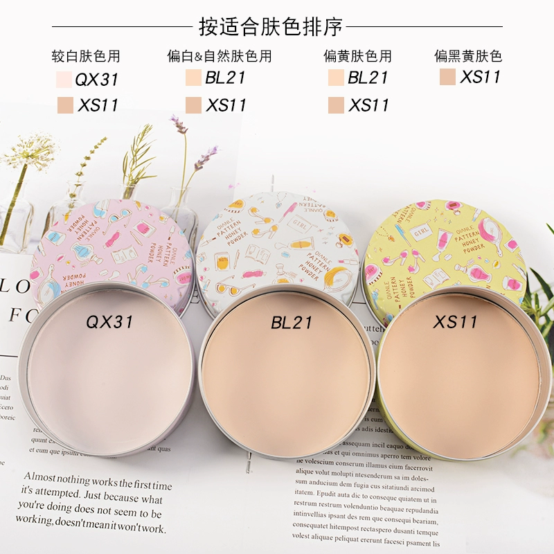 QIANLE girl phấn kiểm soát dầu lỏng phấn phủ set phấn trang điểm không thấm nước phấn khô dạng bột che khuyết điểm mạng đỏ yan sinh viên - Bột nén phấn phủ missha
