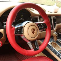 Porsche macan hand-stitched steering wheel cover Cayenne Paramera 718 911 leather handle cover accessories modification