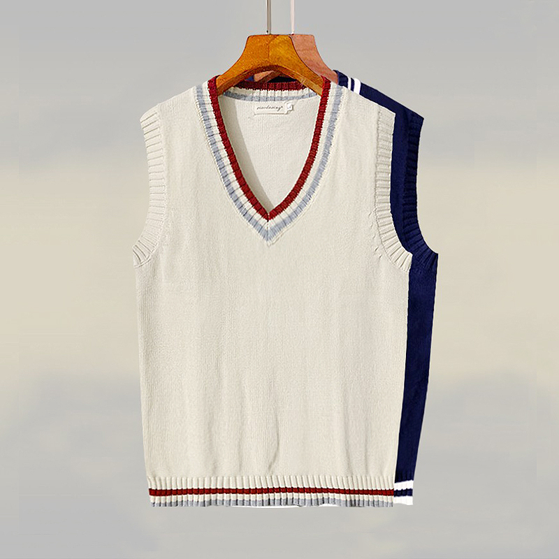 Casual Knitted Vest for Men and Women, Autumn and Winter Sleeveless Woolen Vest, Pure Cotton British Style Inner Wear, Youth Sweater Vest