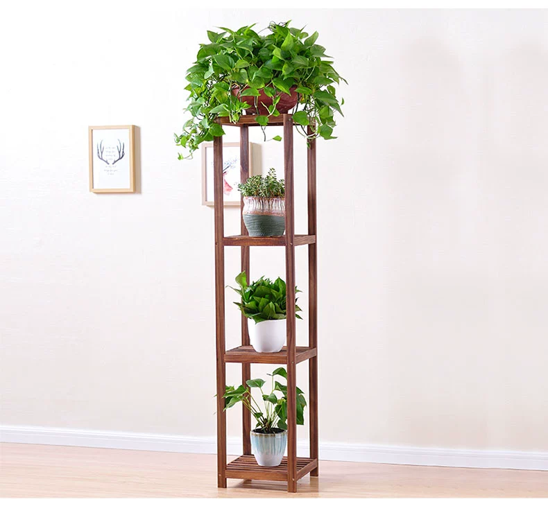 180cm lớn siêu cao bốn tầng hoa đứng ban công gỗ rắn phòng khách trong nhà và ngoài trời loll rack đơn giản - Kệ