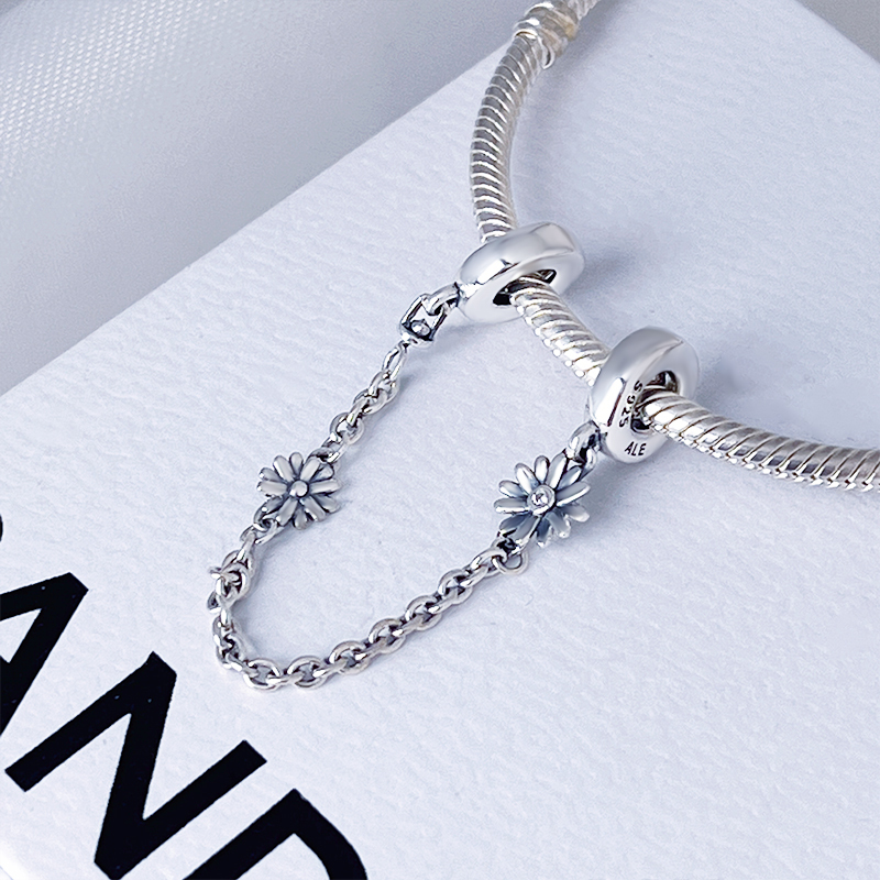 Pandora Official Website Genuine Daisy Safety Chain Bracelet Beaded Women's 925 Silver 798764C01