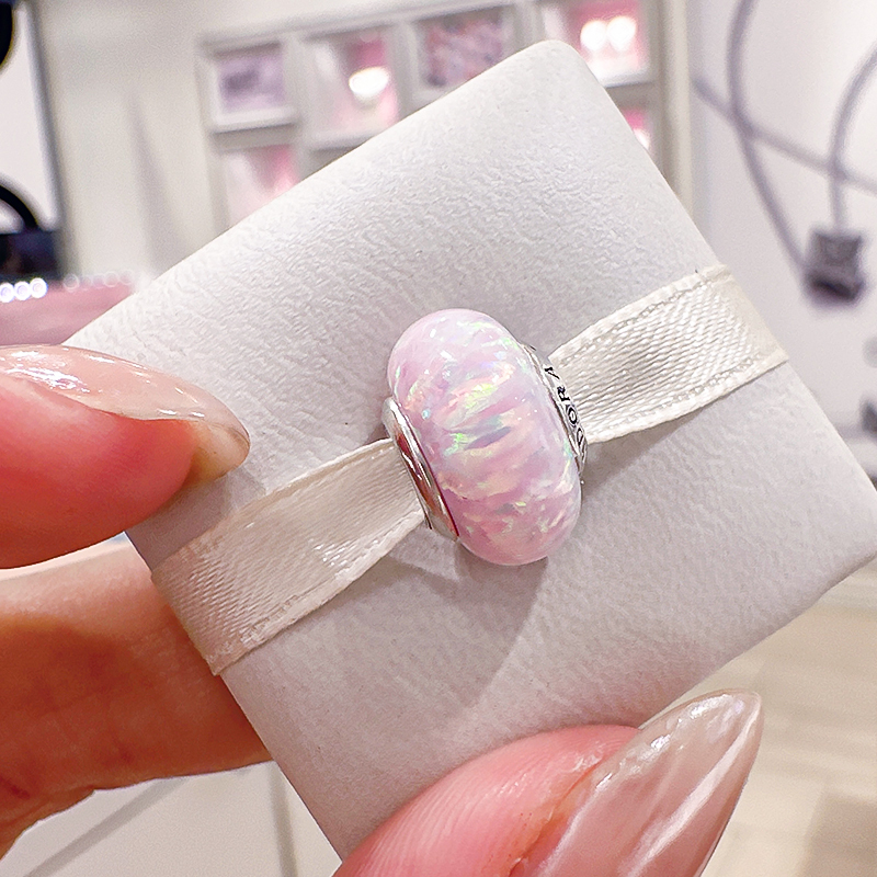 Pandora Milky Pink Charm 791691C03 Sweet 925 Silver Women's DIY Exquisite Niche Pandora Milky Pink Charm 791691C03 Sweet 925 Silver Women's DIY Exquisite Niche