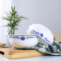 Authentic Jingdezhen Chinese high-grade bone porcelain glaze color Golden Bell bowl exquisite blue and white porcelain rice bowl 7-inch noodle bowl