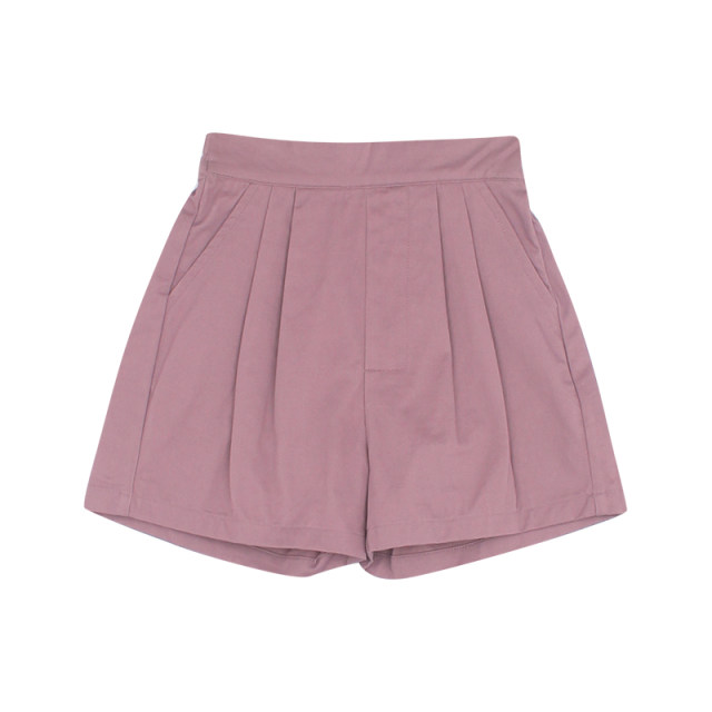 utouto Big Ear Elephant Girls Pleated Solid Color Shorts 2024 Summer Style Baby Girls Solid Color Casual All-match Pants