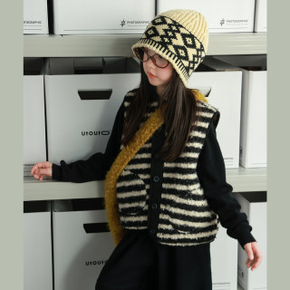 Utouto winter striped pocket plush vest