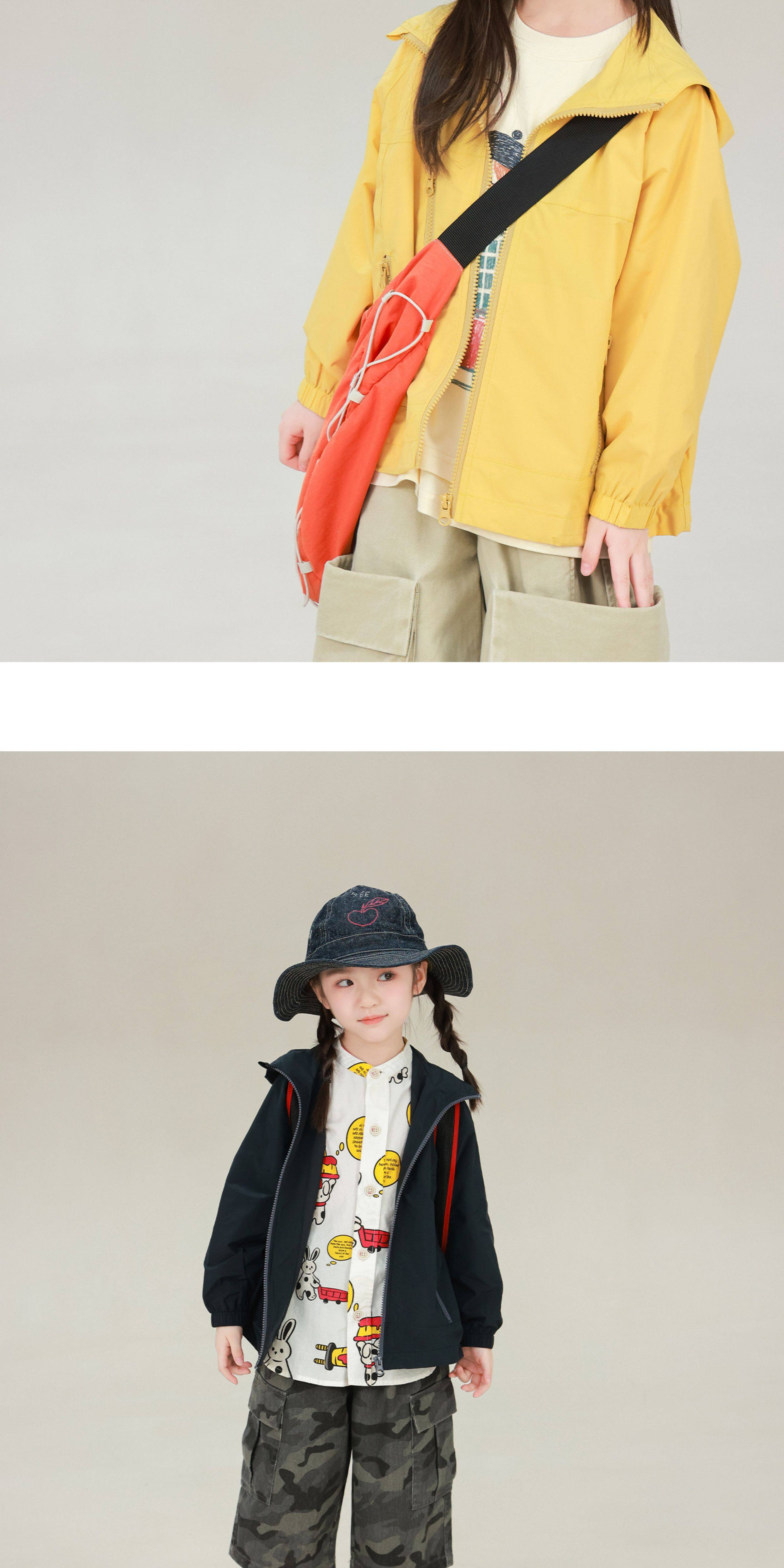 Big-Eared Elephant Girl's Solid Color Hooded Windbreaker Jacket 2026 Autumn New Model Lightweight Quick-Dry Windproof Top — 27